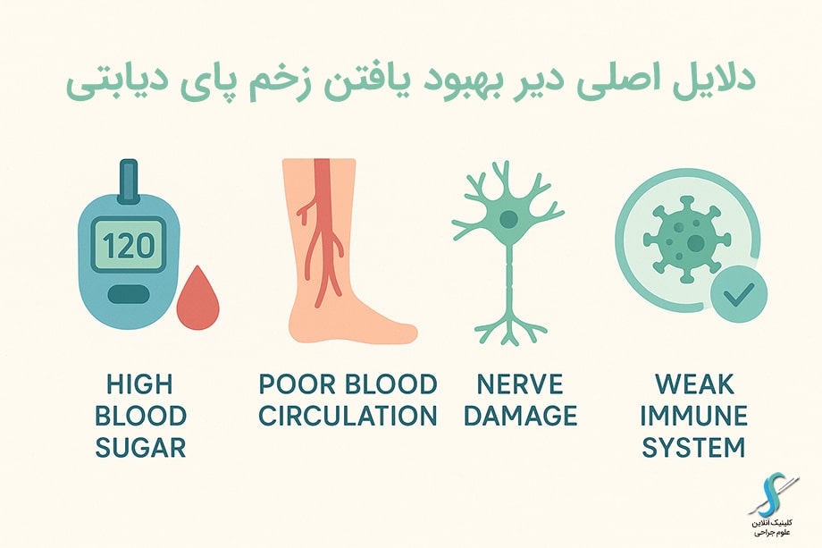 دلایل اصلی دیر بهبود یافتن زخم دیابتی پا